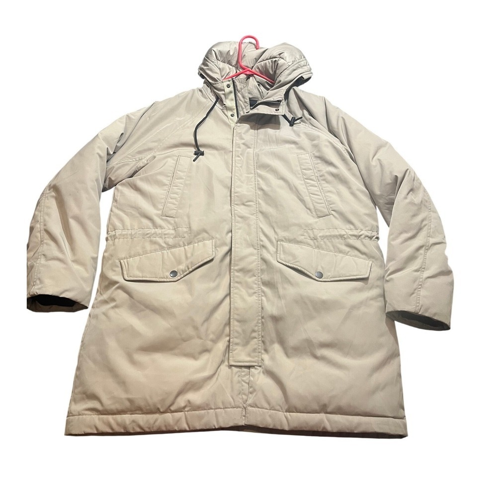 Everlane ReNew Long Parka Mens XL Tan Hooded Insulated Winter Coat
